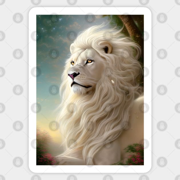 Magnificent White Lion Sticker by The WYLD Tribe